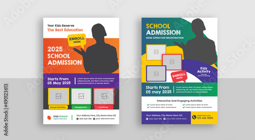 Kids school education admission flyer or poster design template