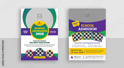 Kids school education admission flyer or poster design template
