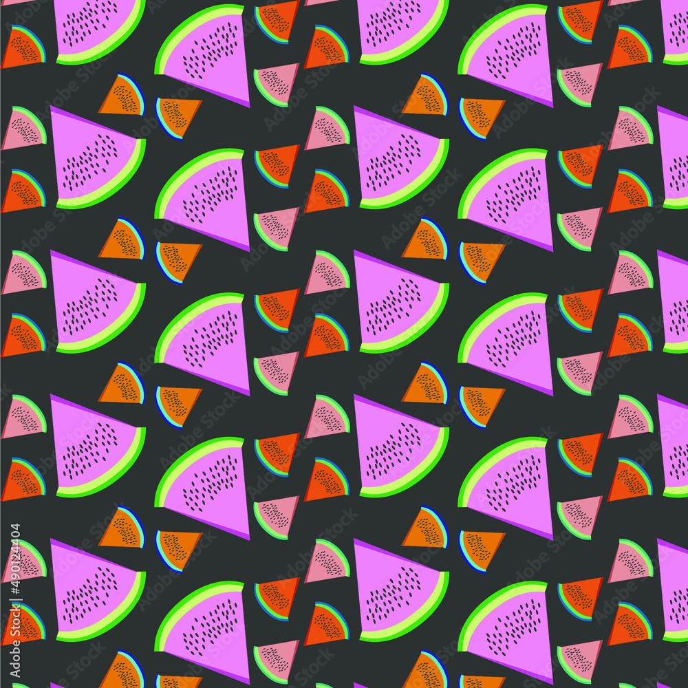 Seamless pattern consisting of different watermelons. Cartoon style. Seamless pattern consisting of different watermelons. Cartoon style.