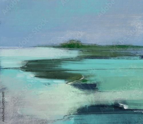 landscape with sky and clouds Procreate fantastic illustration 