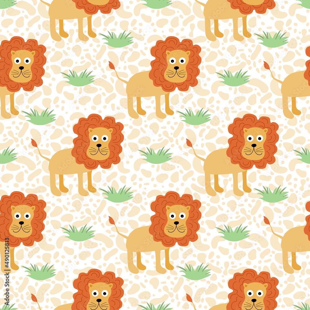 Naklejka premium Nature Africa Animal Lion Zoo Leo Childish Pattern