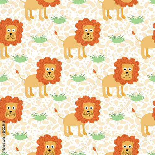 Nature Africa Animal Lion Zoo Leo Childish Pattern