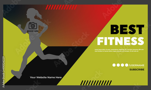 Gym fitness you tube thumbnail template design and video thumbnail template