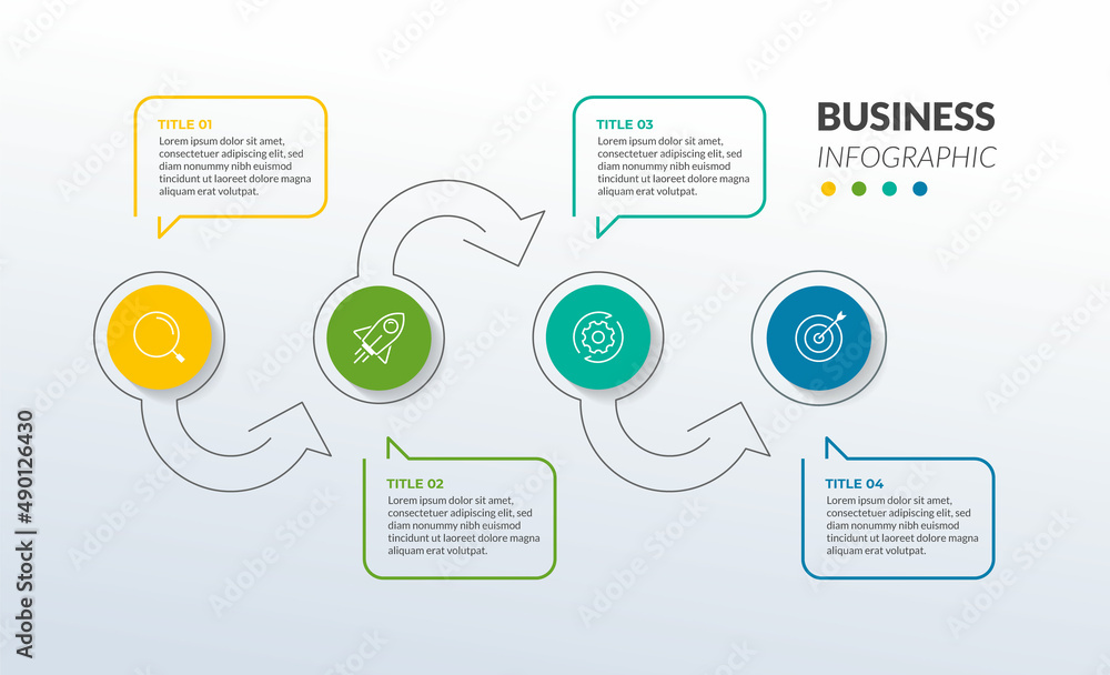 Fototapeta premium Infographic design template with icons and 4 steps process.