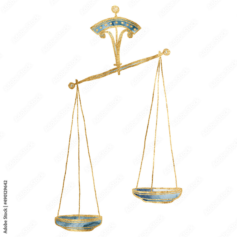 Watercolor zodiak sign libra. Hand painted abstract card isolated on