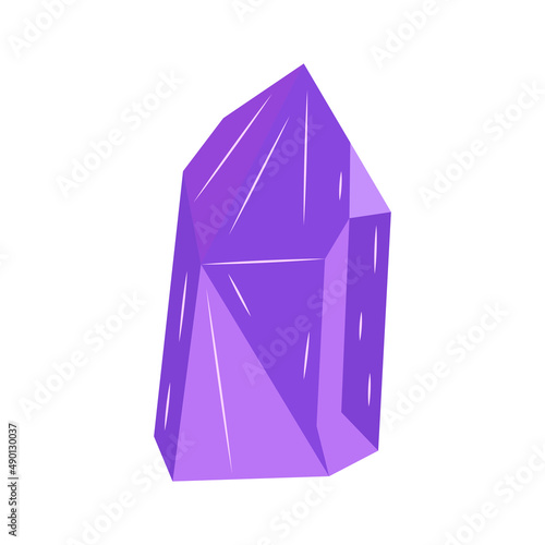 Amethyst or alexandrite. Crystal purple. Gemstone magic. Bright and shiny. Colorful vector isolated illustration hand drawn. Icon single element