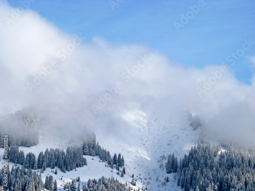 Snowy mountain in Voralberg, Austria photo