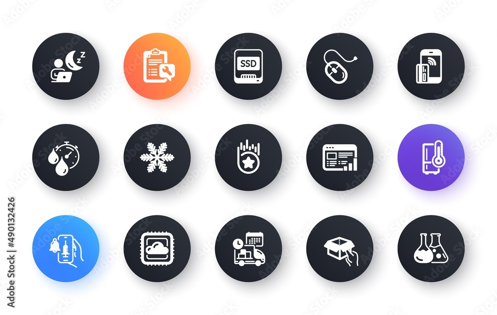 Minimal set of Timer, Contactless payment and Spanner flat icons for web development. Refrigerator, Shift, Snowflake icons. Hold box, Web report, Computer mouse web elements. Ssd. Vector Minimal set of Timer, Contactless payment and Spanner flat icons for web development. Refrigerator, Shift, Snowflake icons. Hold box, Web report, Computer mouse web elements. Ssd. Vector