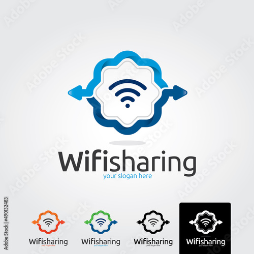 Minimal wifi sharing logo template - vector