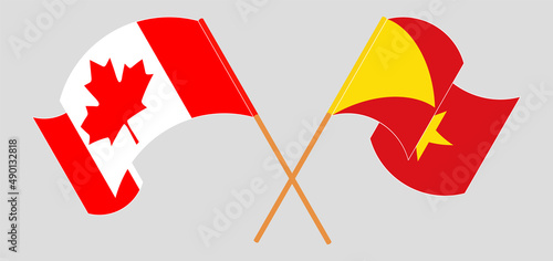 Crossed and waving flags of Canada and Tigray