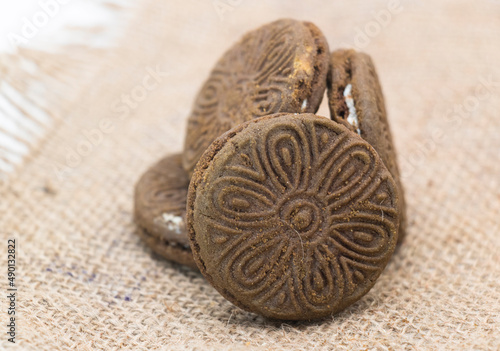 chocolate color biscuit isolated on background
