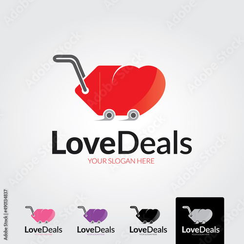 Minimal love deal medical logo template - vector