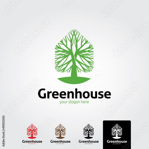 Minimal green house logo template - vector photo