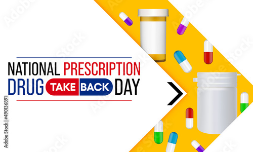 National Prescription drug take back day is observed every year in April, it is a safe, convenient, and responsible way to dispose of unused or expired prescription drugs. Vector illustration