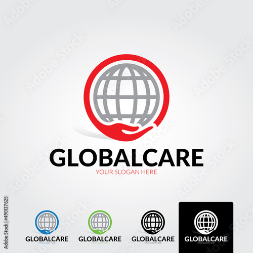 Minimal global care logo template - vector