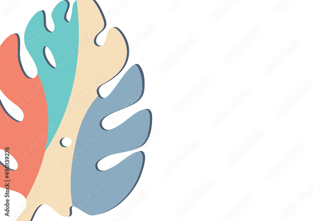 Fototapeta premium Monstera leaves in modern paper cut style. Multi-colored parts. Can be used for advertising and promotion. Vector