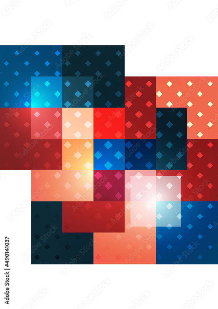 Abstract geometric background. Modern overlapping squares. Fancy color shapes for your message. Business or technical presentation. Vector