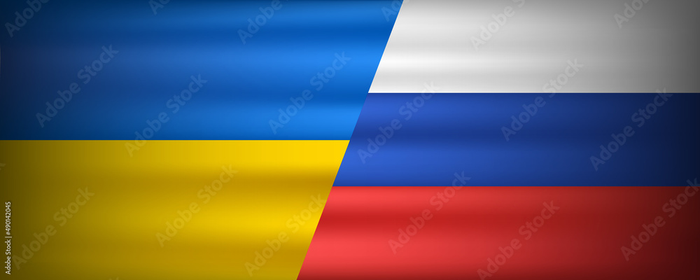 Ukraine vs Russia national flag. Conflict between Ukraine and Russia. Vector illustration. Ukraine vs Russia national flag. Conflict between Ukraine and Russia. Vector illustration.