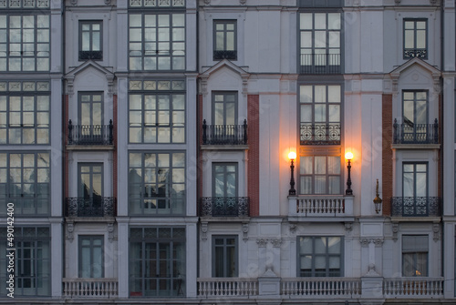 Architectural details of a classic building in the city of Valladolid, Spain photo