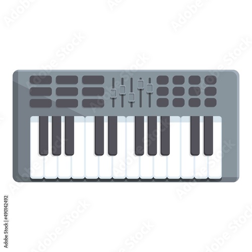 Piano synthesizer icon cartoon vector. Dj music. Electric sampler