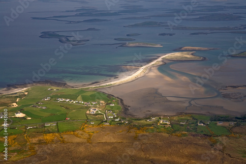 View on clew, wesport and newport bays from the Croagh Patrick ascent - Co Mayo - Ireland photo
