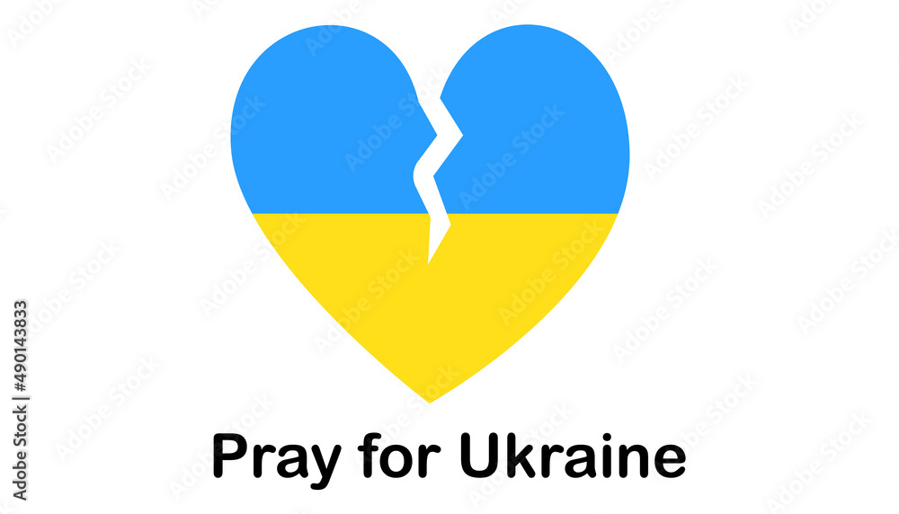 Heart icon with colors of Ukrainian flag. Pray for Ukraine. No war in Ukraine. Heart icon with colors of Ukrainian flag. Pray for Ukraine. No war in Ukraine.