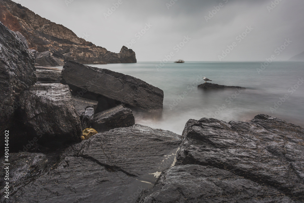 cliffs on a rainy day
