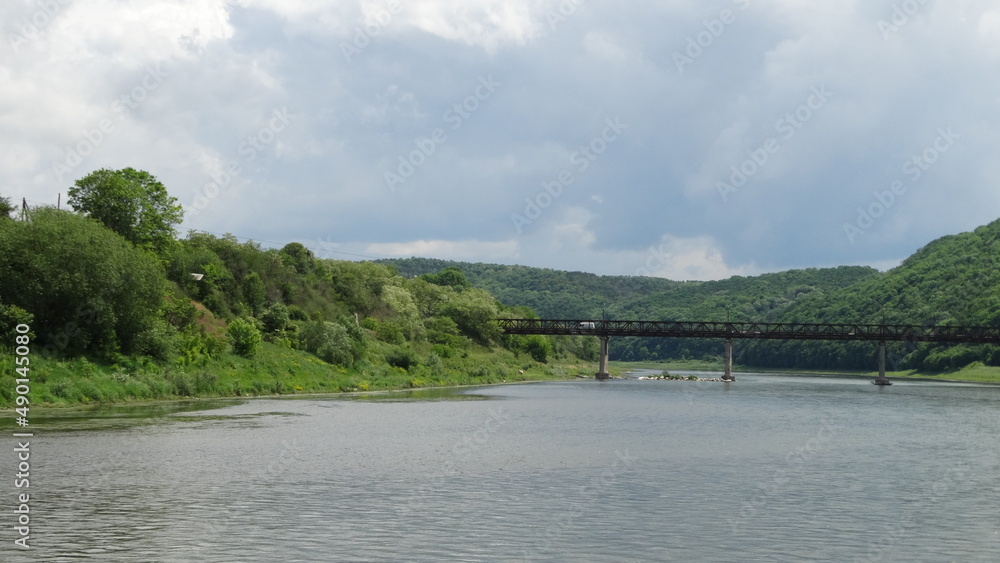 Dniester River, flowing through Ukraine, in the Podolia Upland, Region, border, with Moldova, water, nature, current, Dniester River, flowing through Ukraine, in the Podolia Upland, Region, border, with Moldova, water, nature, current,
