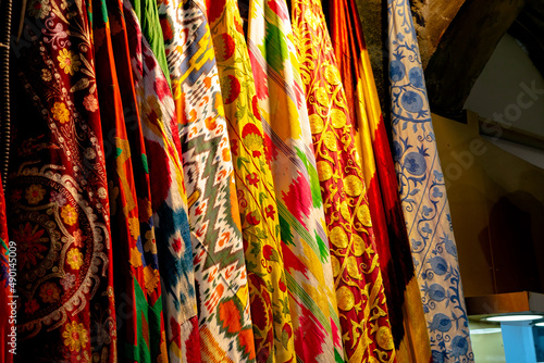Colorful scarves or shawls in Grand Bazaar in Istanbul
