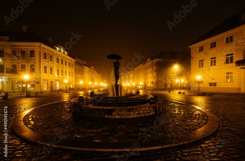Fountain in town square photo