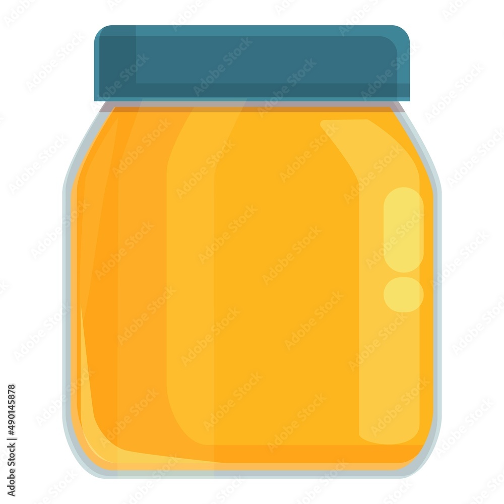 Gold honey jar icon cartoon vector. Bee nectar. Comb flower Gold honey jar icon cartoon vector. Bee nectar. Comb flower