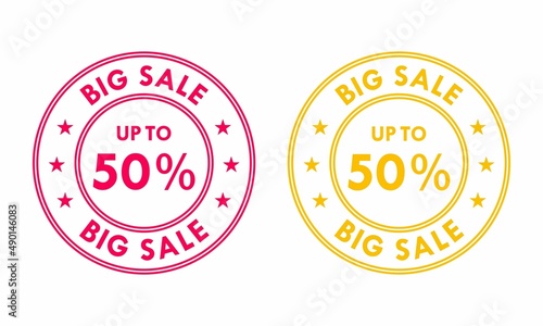 Big sale up to 50% off all sale styles in stores and online, Special offer sale 50 percent  number tag voucher vector illustration. 