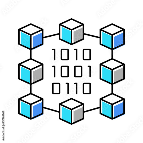 binary neural network color icon vector illustration