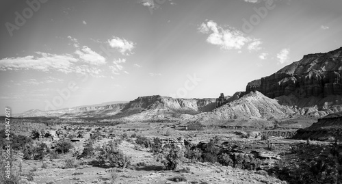 Scenic spot with a great view over the Mummy Cliff in Utah, USA photo