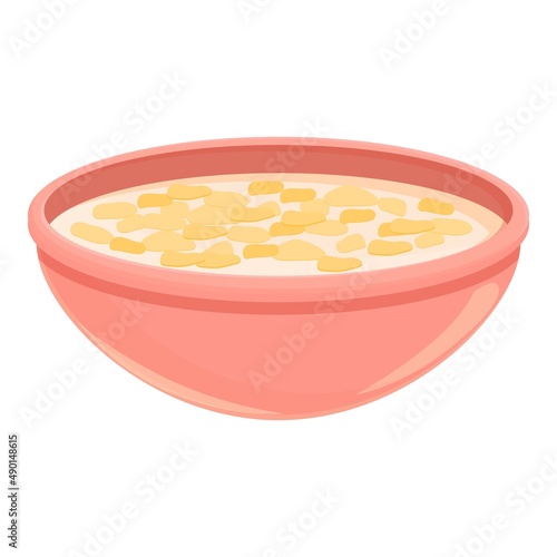 Oatmeal icon cartoon vector. Milk bowl. Meal box