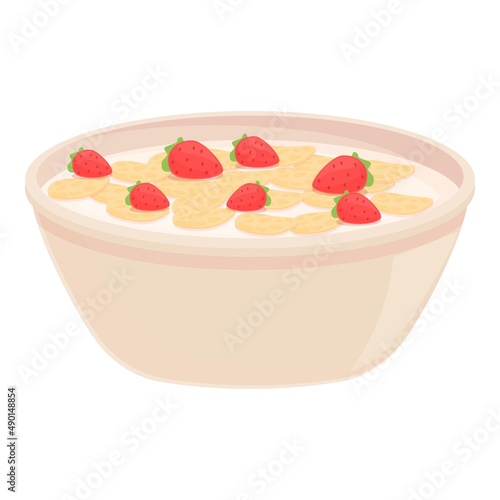 Fruit cereal breakfast icon cartoon vector. Milk corn. Flakes muesli