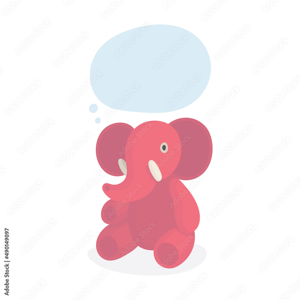 Thinking elephant. Cute toy elephant with speech bubble. Drawing illustration in cartoon style. Part of set. Thinking elephant. Cute toy elephant with speech bubble. Drawing illustration in cartoon style. Part of set.