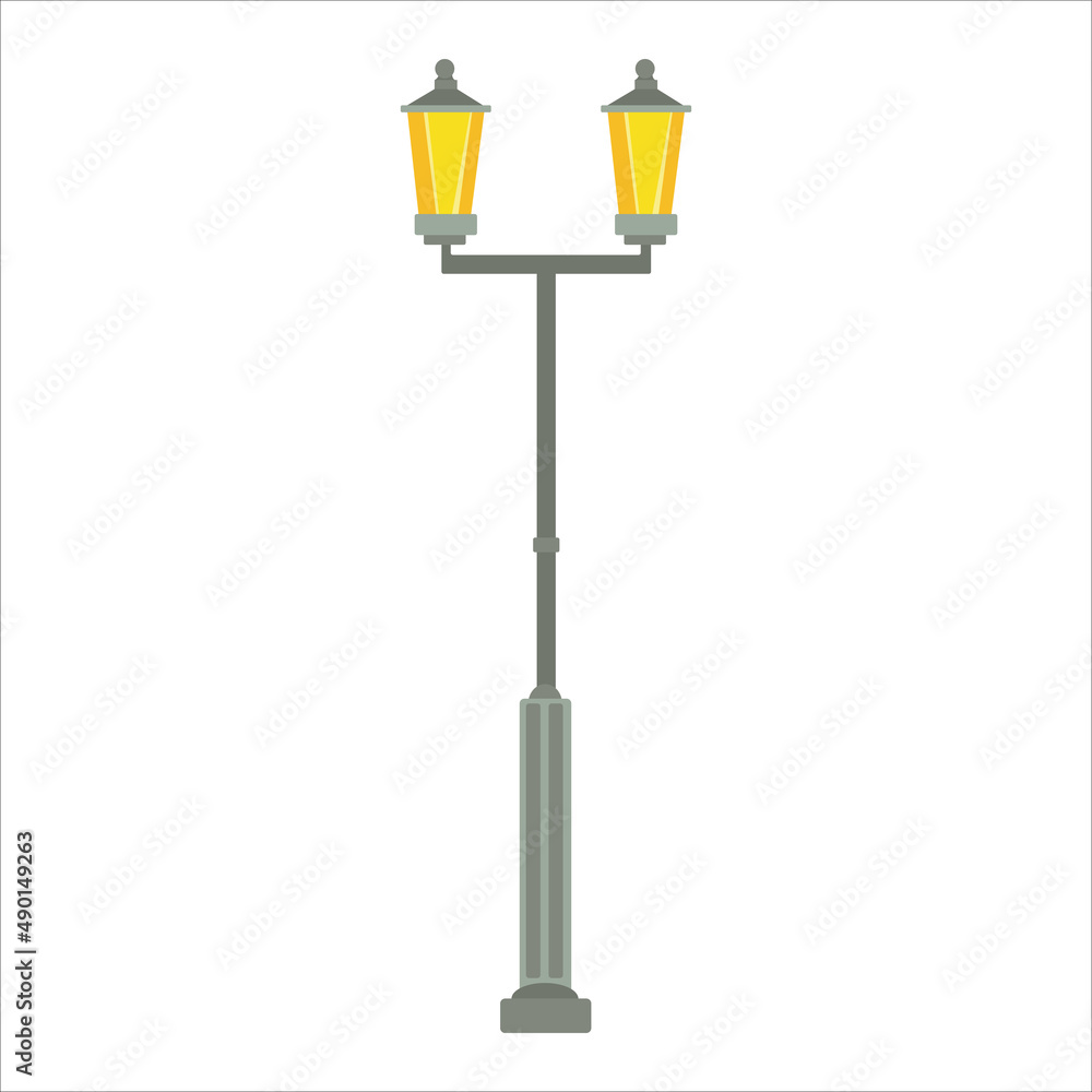 Street lamp on a metal stand. Environment. Element of the urban environment. Vector illustration isolated on white background Street lamp on a metal stand. Environment. Element of the urban environment. Vector illustration isolated on white background