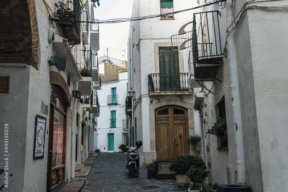 Beautiful little side streets in the small town of Cadaques in Spain