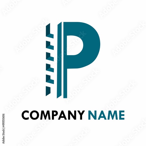 letter p with ladder logo template illustration.
