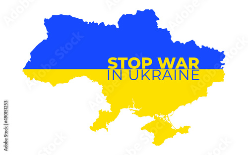 Stop war in ukraine, borders of Ukraine with Ukraine flag. International protest. Stop the war against Ukraine.