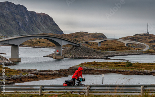 Norway Lofoten bridge over the river