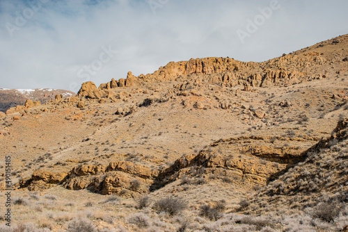 landscape in the desert and dark cloudy sky 