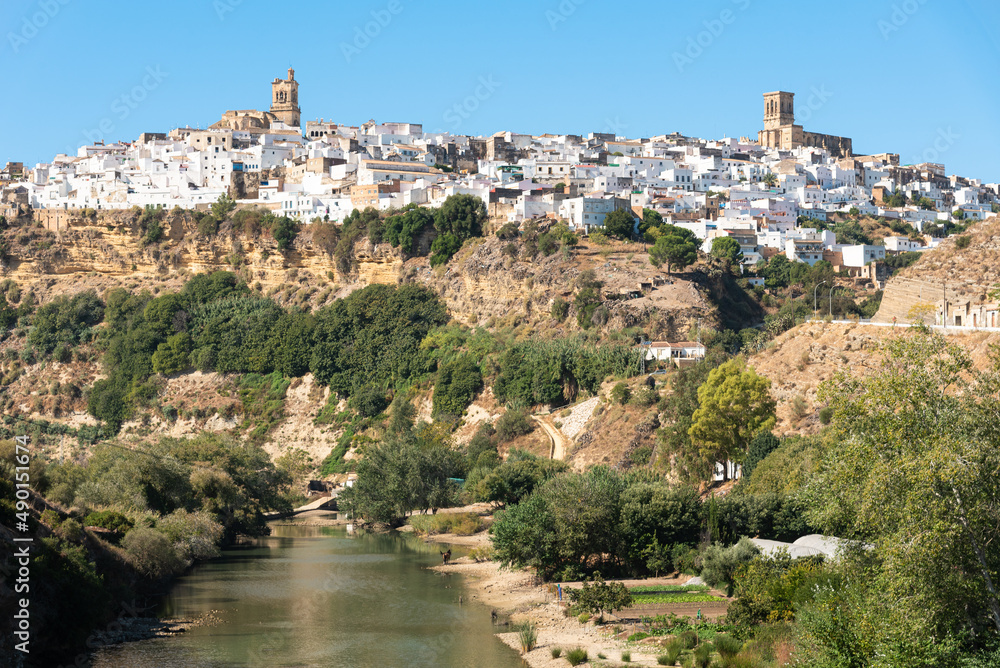 City landscape at daylight of the beautiful andalusian white town of Arcos de la Frontera, Cadiz, Andalusia, Spain