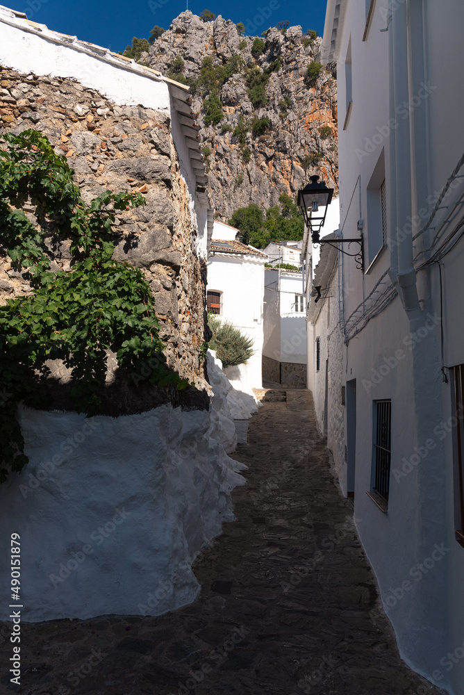 Street in the old town of the white village of Ubrique in Grazalema mountain range, Cadiz, Andalusia, Spain