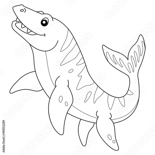 фотография Mosasaurus Coloring Isolated Page for Kids