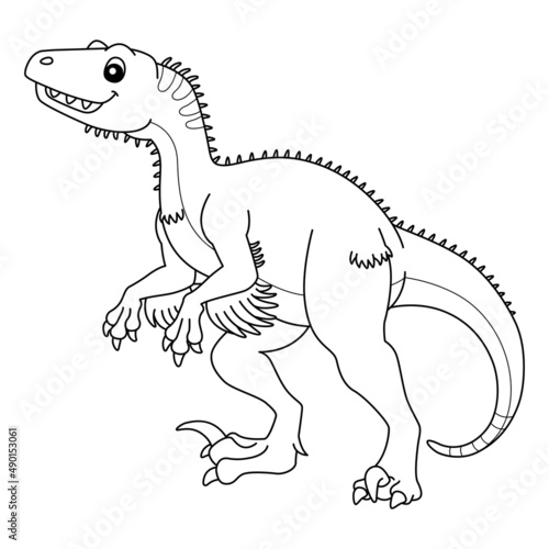 Utahraptor Coloring Isolated Page for Kids