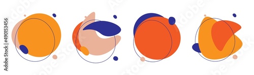 Abstract background set. Modern contemporary graphic design with minimalistic doodle shapes, vector social media post covers. Vector