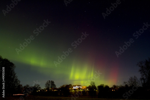 Aurora borealis over the Naas Castle in Lerum, Sweden photo