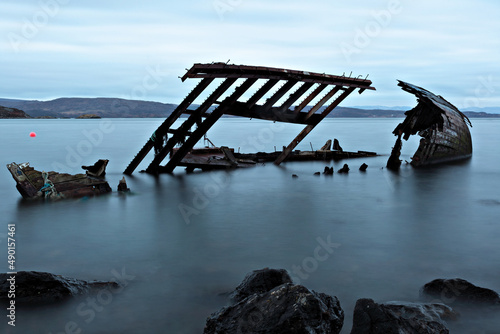 Wreck at Diabaig, Loch Torridon, Highlands, Scotland, long exposure. photo